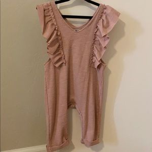 Lace shoulder romper